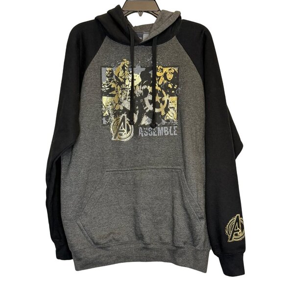 Universal Studios Marvel Avengers Assemble Black & Grey Hoodie - Size Large - Picture 1 of 6